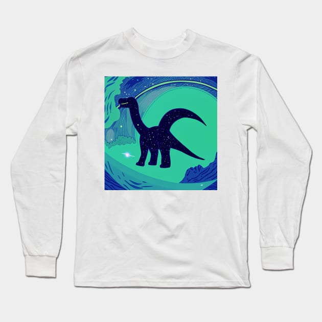 Space flying dinosaur Long Sleeve T-Shirt by zajkart